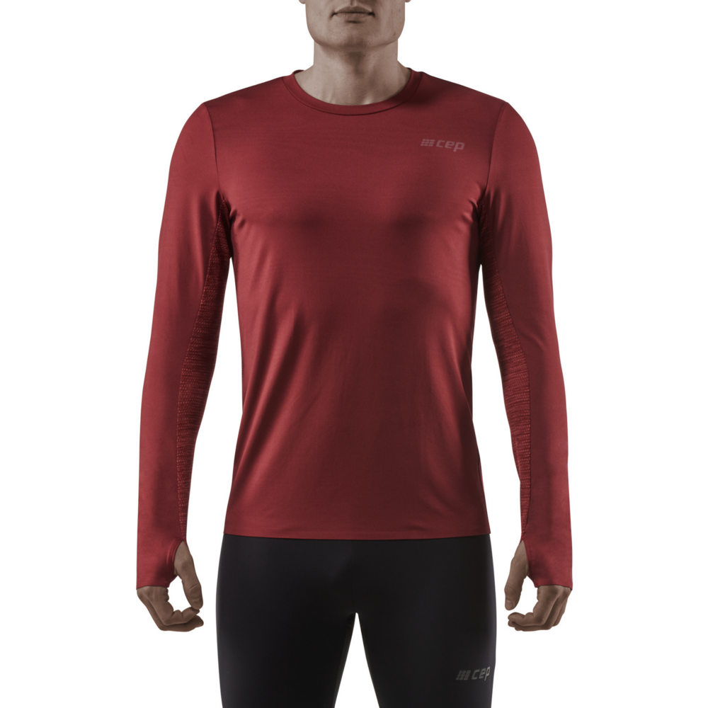 Run Long Sleeve Shirt, Men, Dark Red, Front View