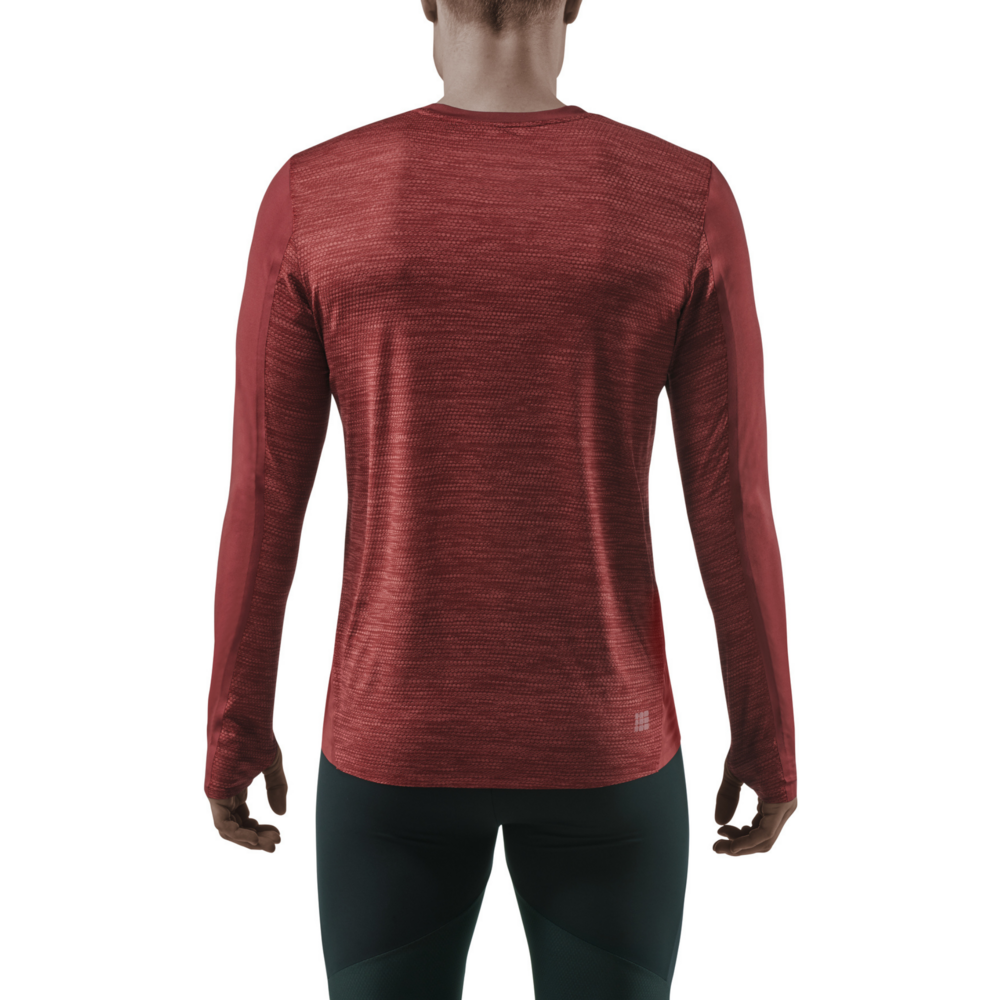 Run Long Sleeve Shirt, Men, Dark Red, Back View