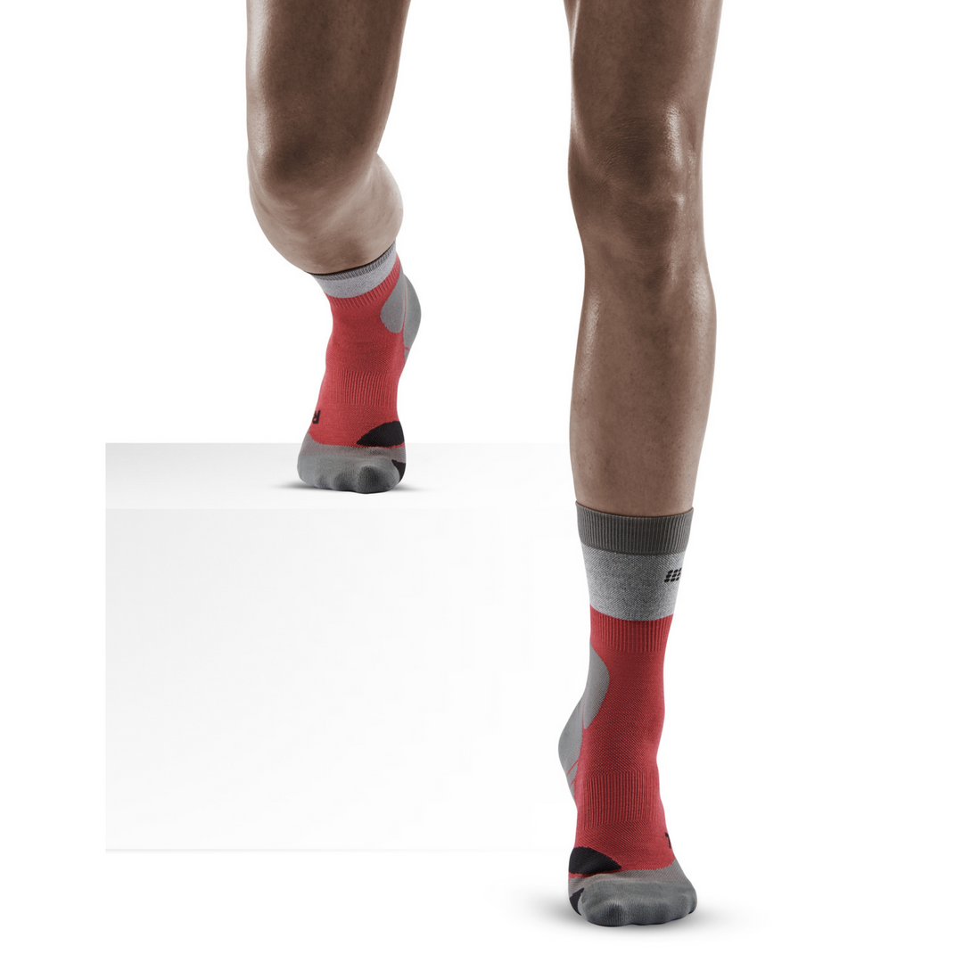 Hiking Light Merino Mid Cut Compression Socks, Women, Berry/Grey