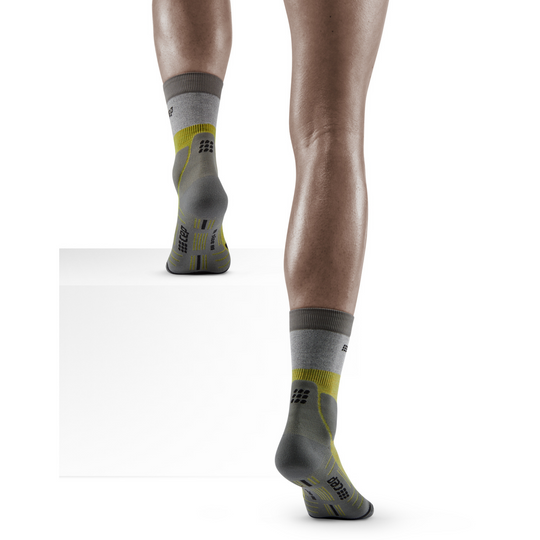 Hiking Light Merino Mid Cut Compression Socks, Women, Olive/Grey, Back View Model
