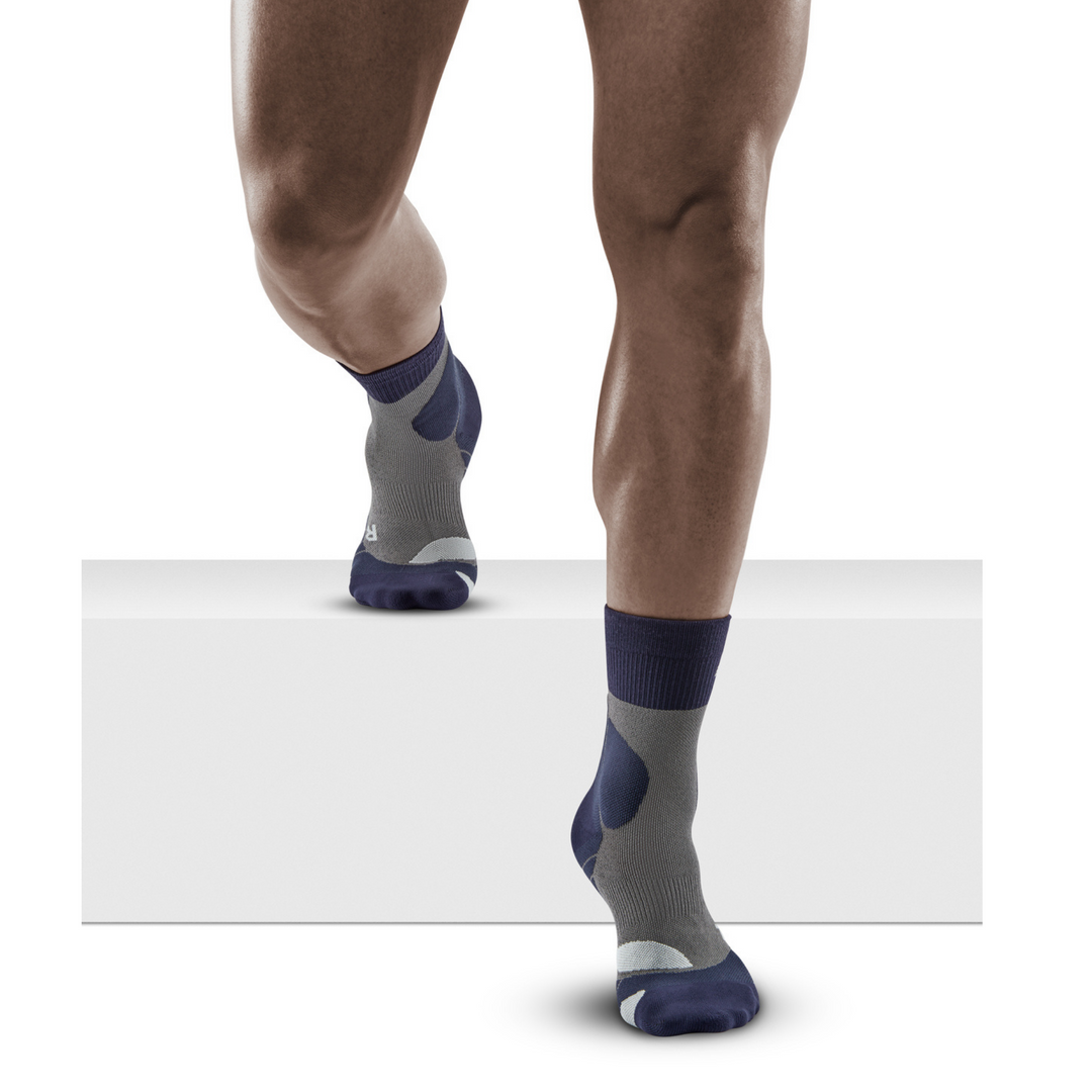 Hiking Merino Mid Cut Compression Socks, Men, Peacoat/Grey