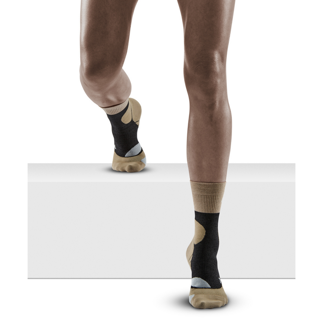 Hiking Merino Mid Cut Compression Socks, Women, Sand/Grey