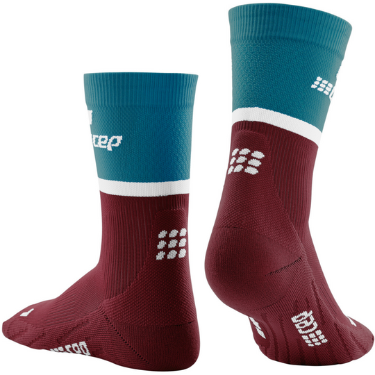The Run Compression Mid Cut Socks 4.0, Women, Petrol/Dark Red, Back Alternate View