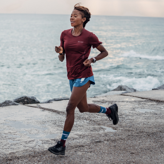 The Run Compression Mid Cut Socks 4.0, Women, Petrol/Dark Red, Lifestyle