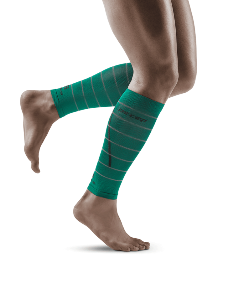 Reflective Compression Calf Sleeves, Men, Green