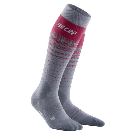 Ski Thermo Merino Socks, Women, Grey/Red - Side View