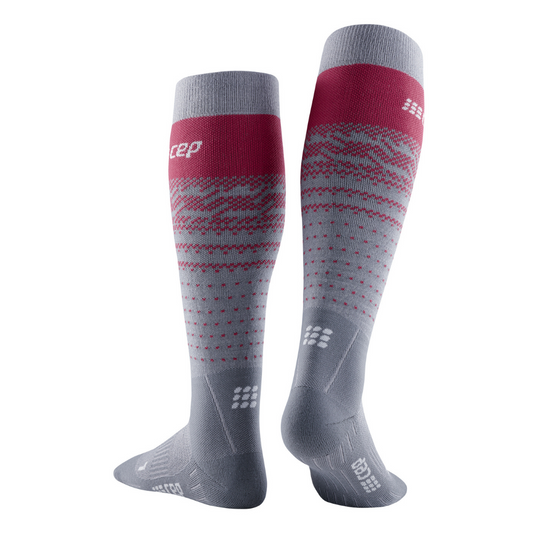 Ski Thermo Merino Socks, Women, Grey/Red - Rear View