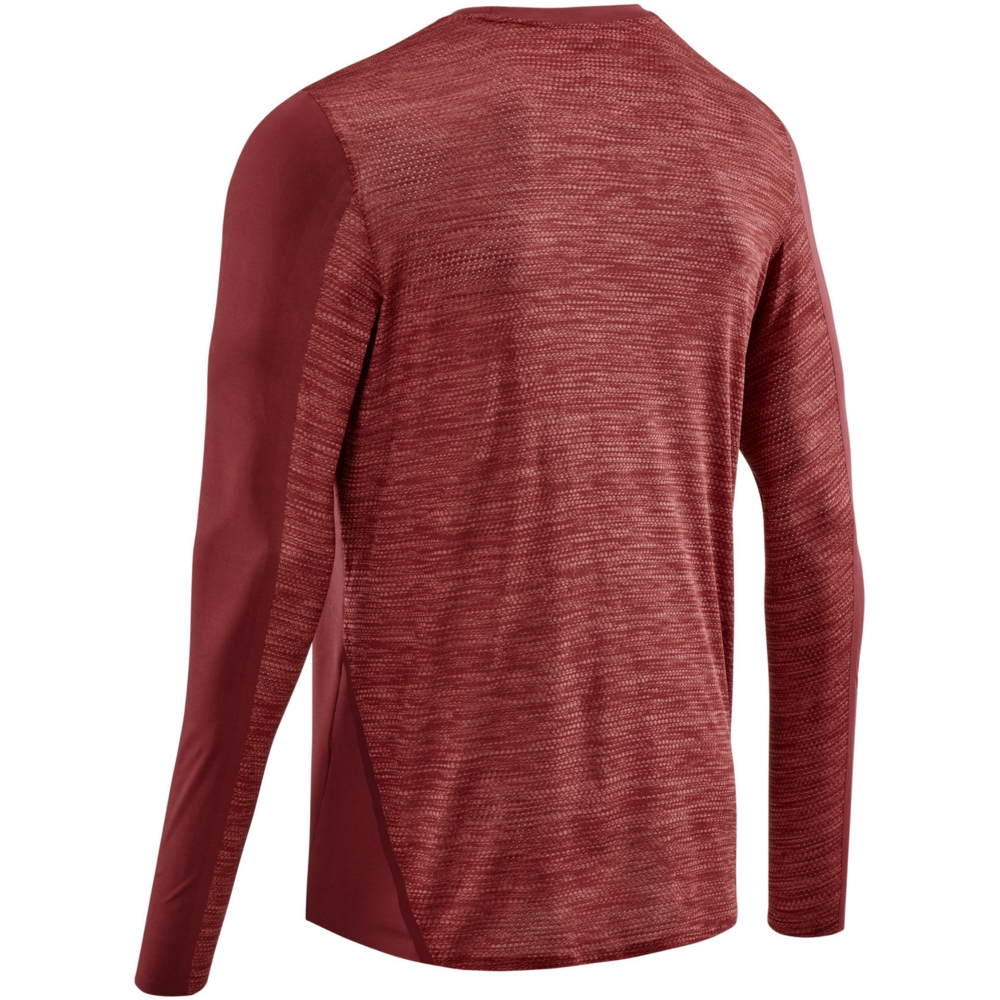 Run Long Sleeve Shirt, Men, Dark Red, Back Alternate View