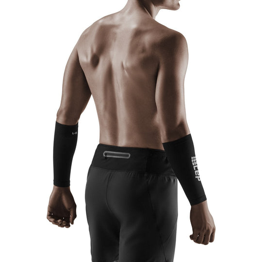 Compression Forearm Sleeves, Black/Grey, Back View Model