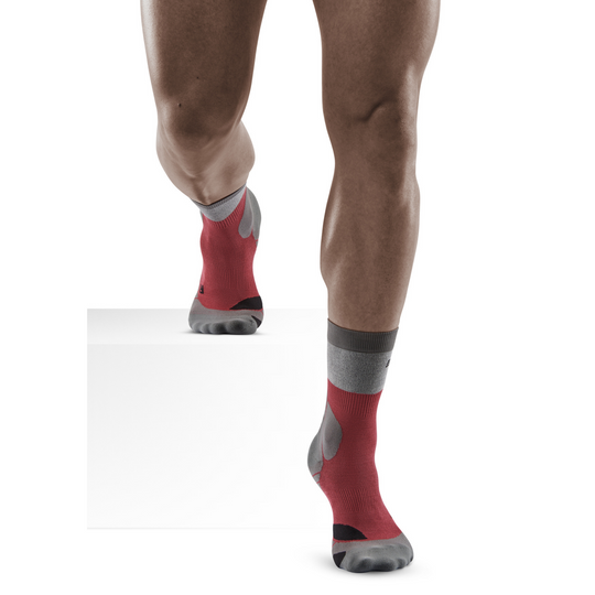 Hiking Light Merino Mid Cut Compression Socks, Men, Berry/Grey