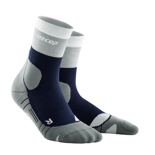 Hiking Light Merino Mid Cut Compression Socks, Women, Marineblue/Grey, Side View