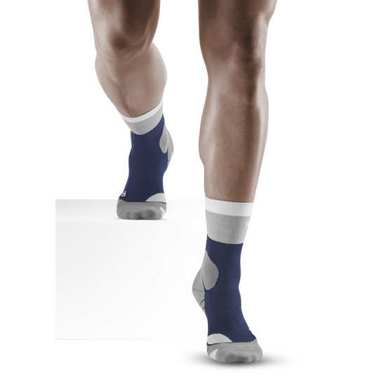 Hiking Light Merino Mid Cut Compression Socks, Men, Marineblue/Grey