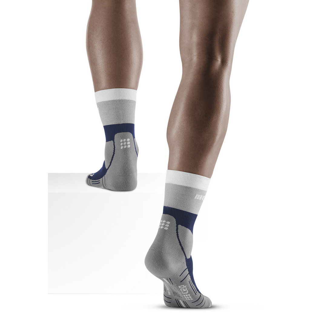 Hiking Light Merino Mid Cut Compression Socks, Men, Marineblue/Grey, Back View Model