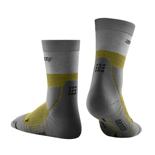 Hiking Light Merino Mid Cut Compression Socks, Men, Olive/Grey, Back View