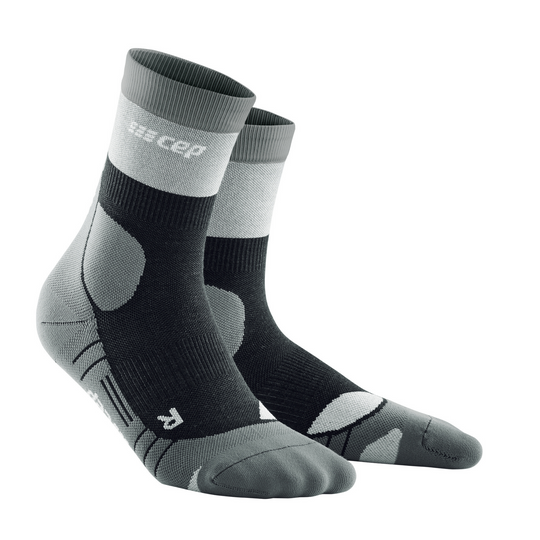 Hiking Light Merino Mid Cut Compression Socks, Women, Stonegrey/Grey, Side View