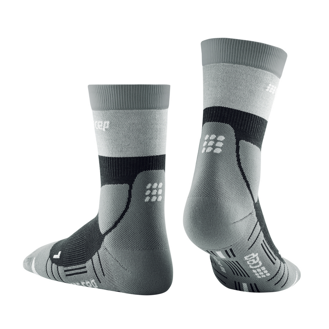 Hiking Light Merino Mid Cut Compression Socks, Men, Stonegrey/Grey, Back View