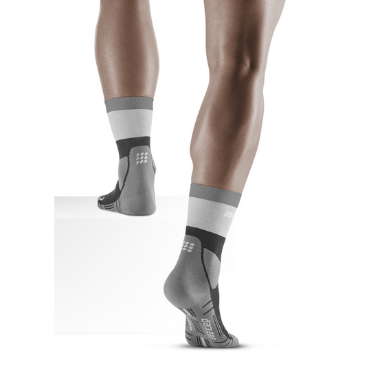 Hiking Light Merino Mid Cut Compression Socks, Men, Stonegrey/Grey, Back View Model