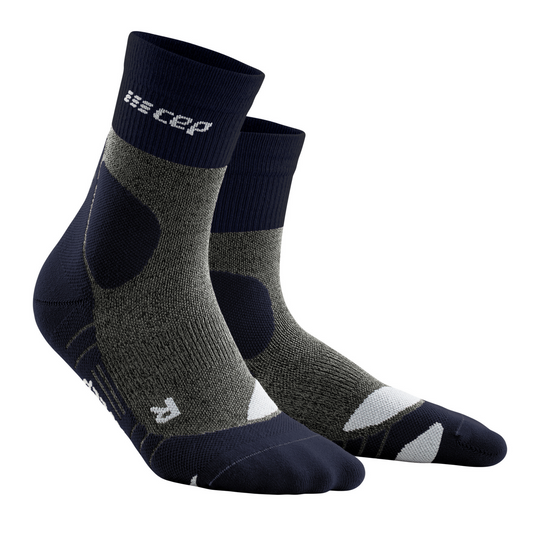 Hiking Merino Mid Cut Compression Socks, Men, Peacoat/Grey, Side View