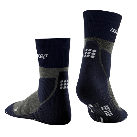 Hiking Merino Mid Cut Compression Socks, Men, Peacoat/Grey, Back View