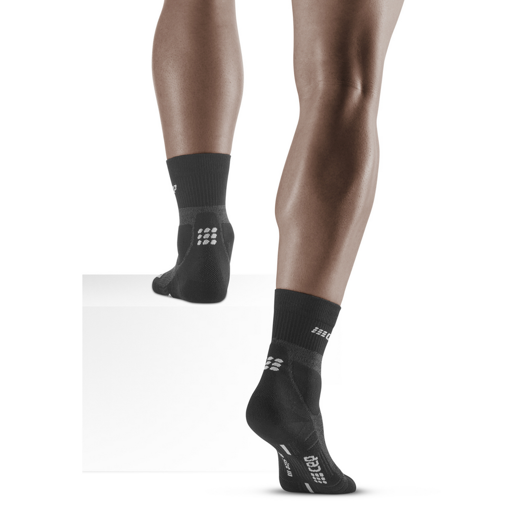 Hiking Merino Mid Cut Compression Socks, Men, Stonegrey/Grey, Back View Model