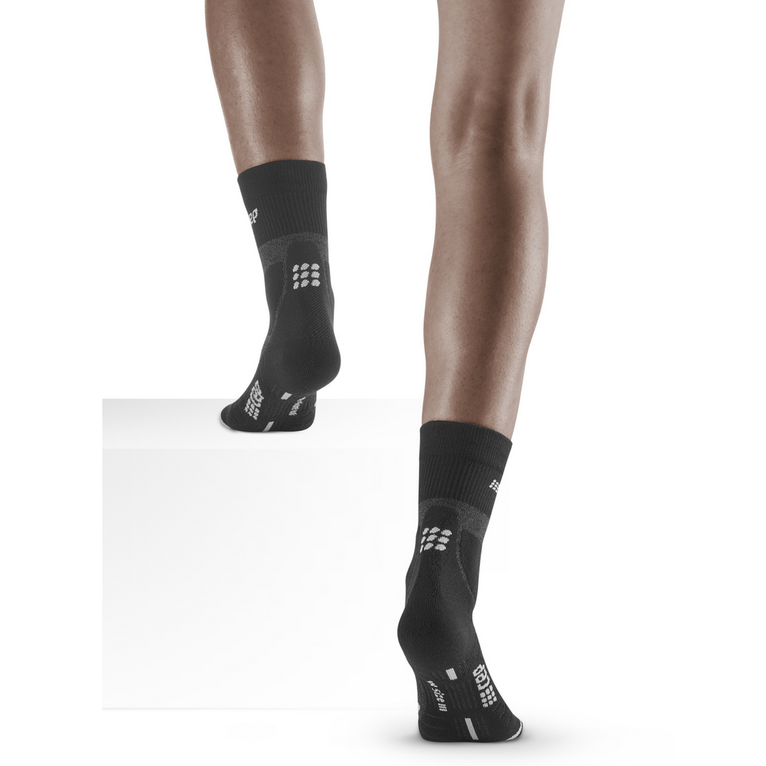 Hiking Merino Mid Cut Compression Socks, Women, Stonegrey/Grey, Back View Model