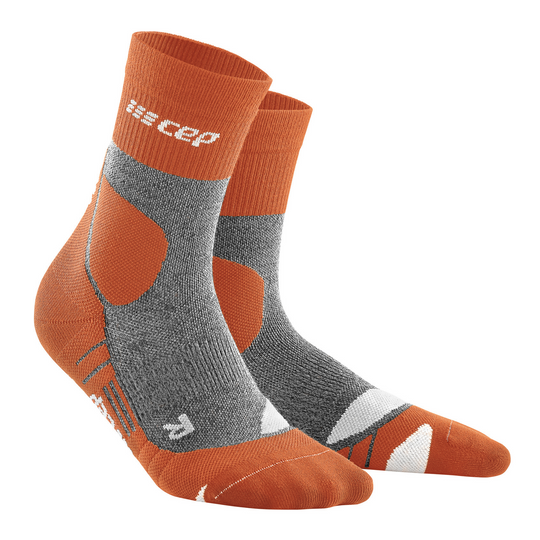 Hiking Merino Mid Cut Compression Socks, Men, Sunset/Grey, Side View