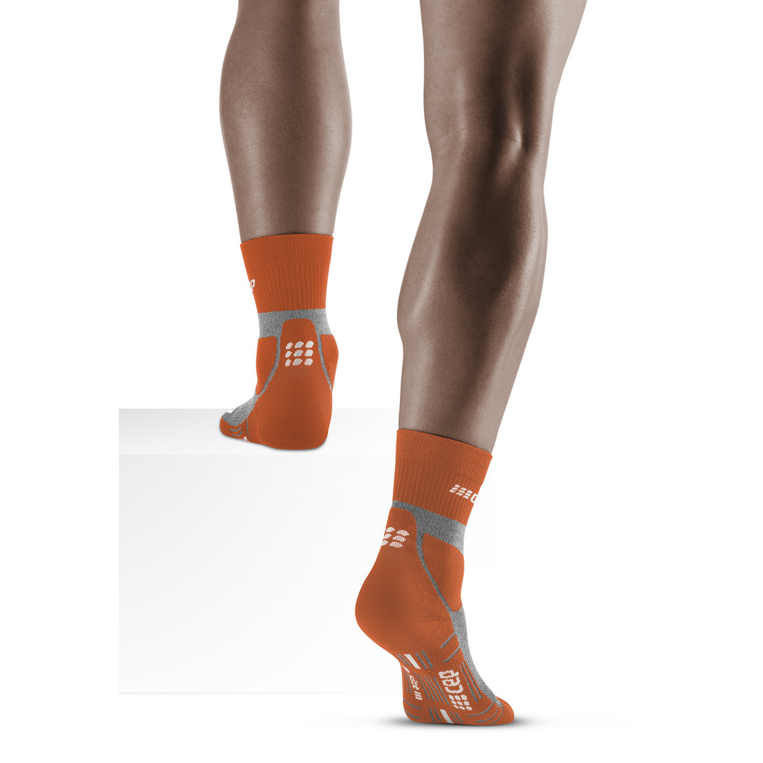 Hiking Merino Mid Cut Compression Socks, Men, Sunset/Grey, Back View Model