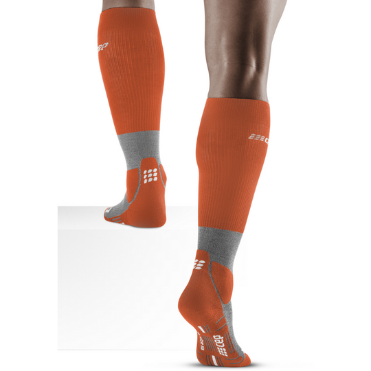 Hiking Merino Tall Compression Socks, Men, Sunset/Grey, Back View Model