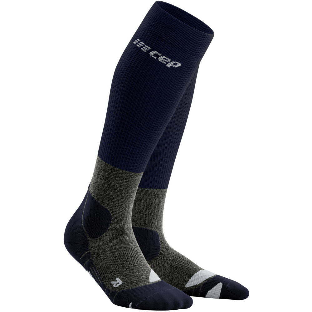 Hiking Merino Tall Compression Socks, Men, Peacoat/Grey, Side View