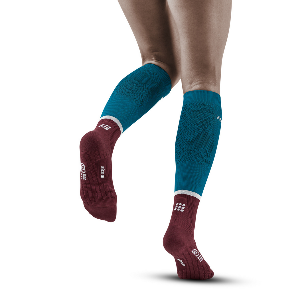 The Run Compression Tall Socks 4.0, Women, Petrol/Dark Red