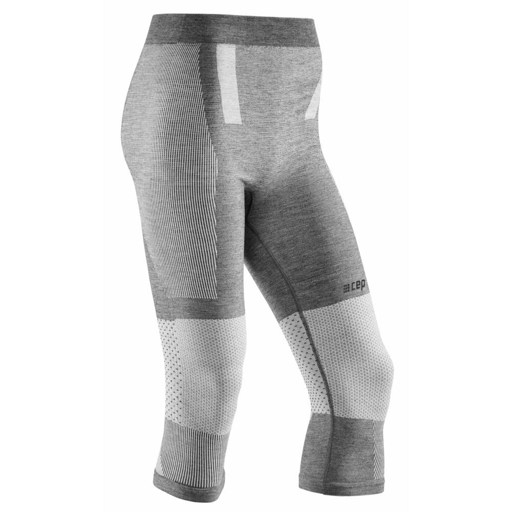 Ski Touring 3/4 Base Tights, Men, Grey - Front View