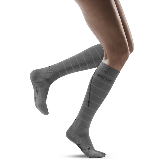 Reflective Tall Compression Socks, Women, Grey