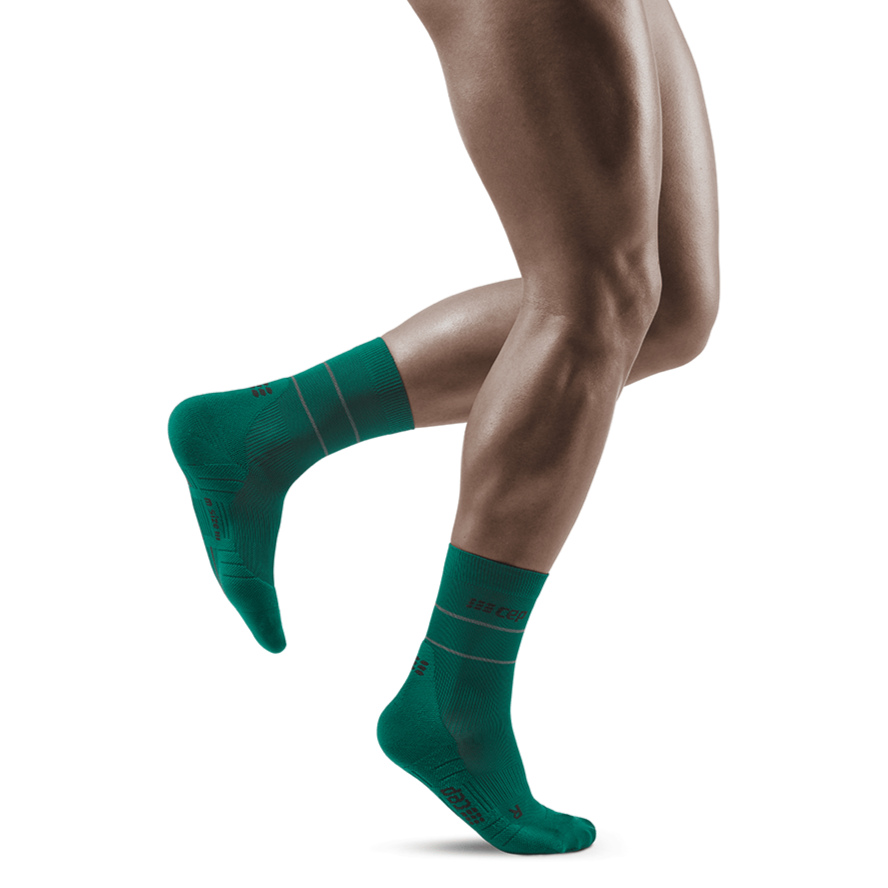 Reflective Mid Cut Compression Socks, Men, Green