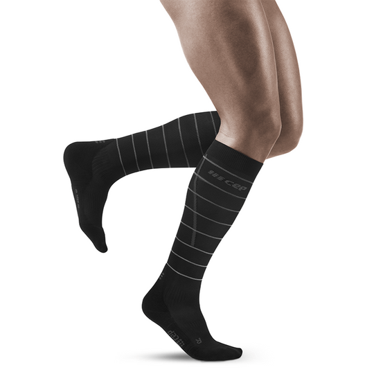 Reflective Tall Compression Socks, Men, Black