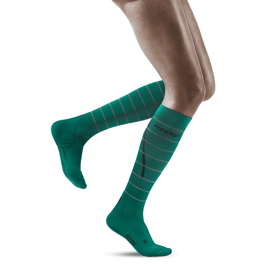 Reflective Tall Compression Socks, Women, Green