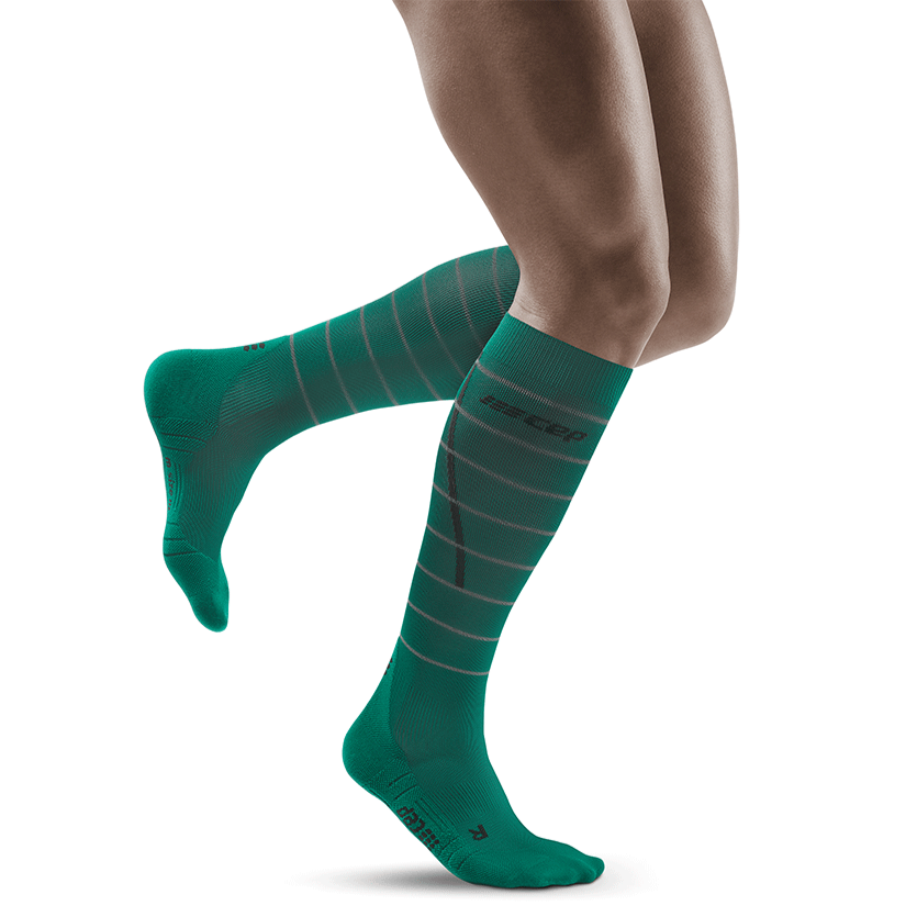 Reflective Tall Compression Socks, Men, Green