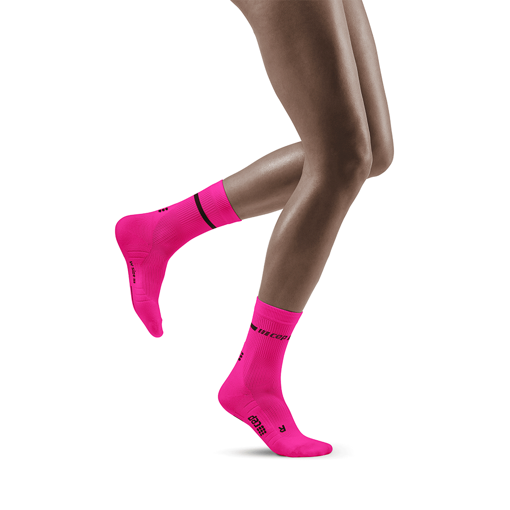 Neon Mid Cut Compression Socks, Women, Neon Pink