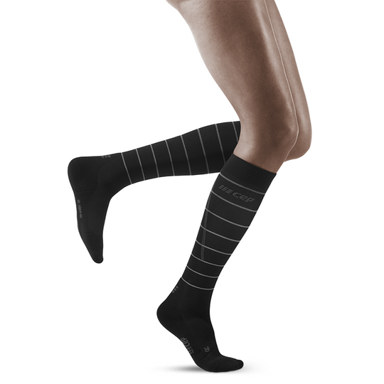 Reflective Tall Compression Socks, Women, Black