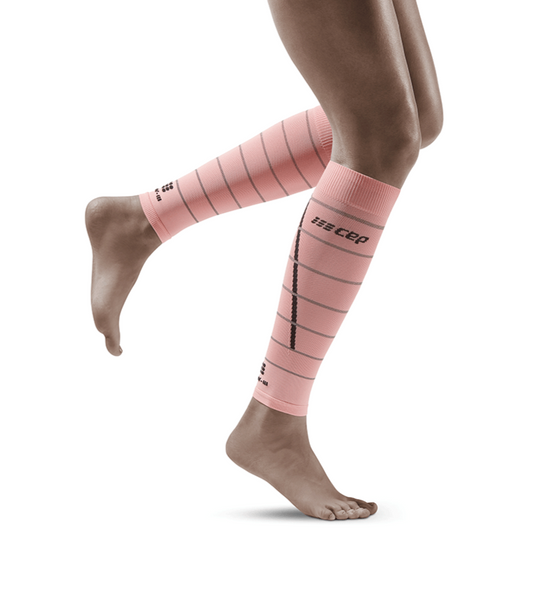 Reflective Compression Calf Sleeves, Women, Light Rose