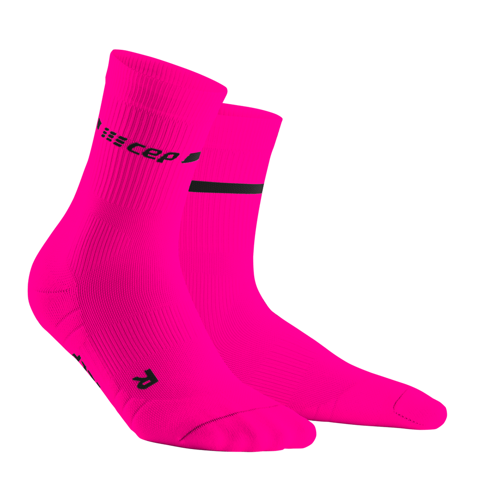 Neon Mid Cut Compression Socks, Women, Neon Pink, Side Alternate View