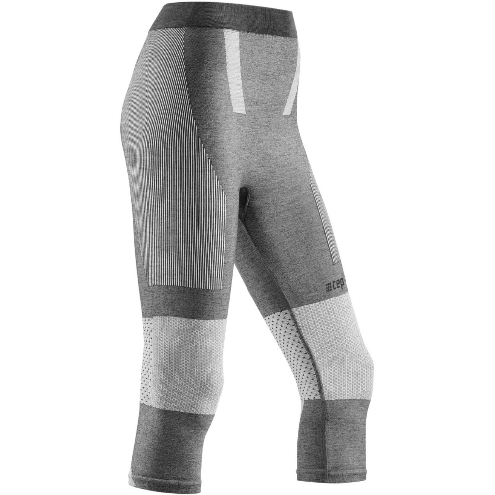 Ski Touring 3/4 Base Tights, Women, Grey - Front View