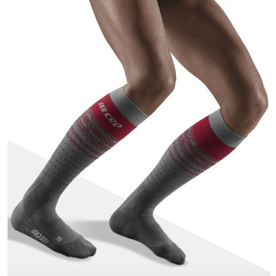 Ski Thermo Merino Socks, Women, Grey/Red - Front View Model