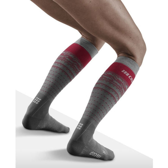 Ski Thermo Merino Socks, Women, Grey/Red - Back View Model
