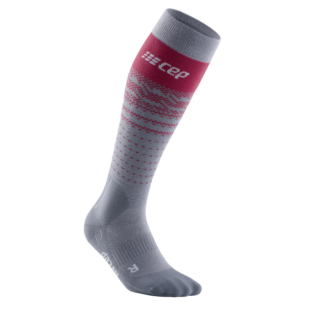Ski Thermo Merino Socks, Women, Grey/Red - Front View