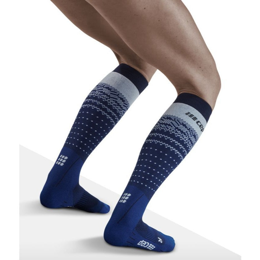 Ski Thermo Merino Socks, Women, Blue/Grey - Back View Model