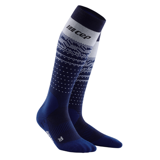 Ski Thermo Merino Socks, Men, Blue/Grey - Front View