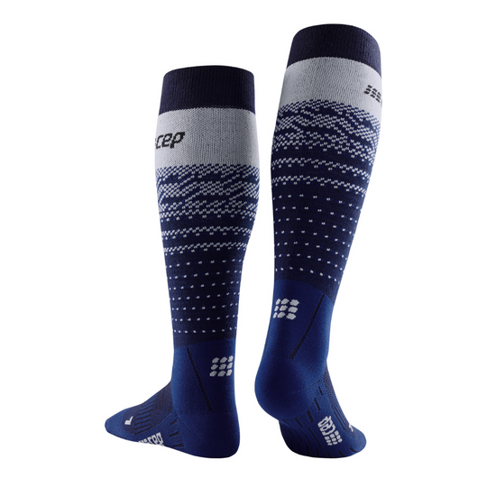 Ski Thermo Merino Socks, Women, Blue/Grey - Rear View