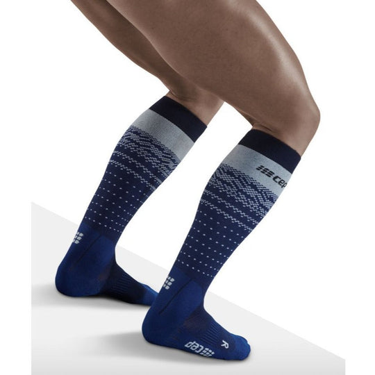 Ski Thermo Merino Socks, Men, Blue/Grey - Back View Model