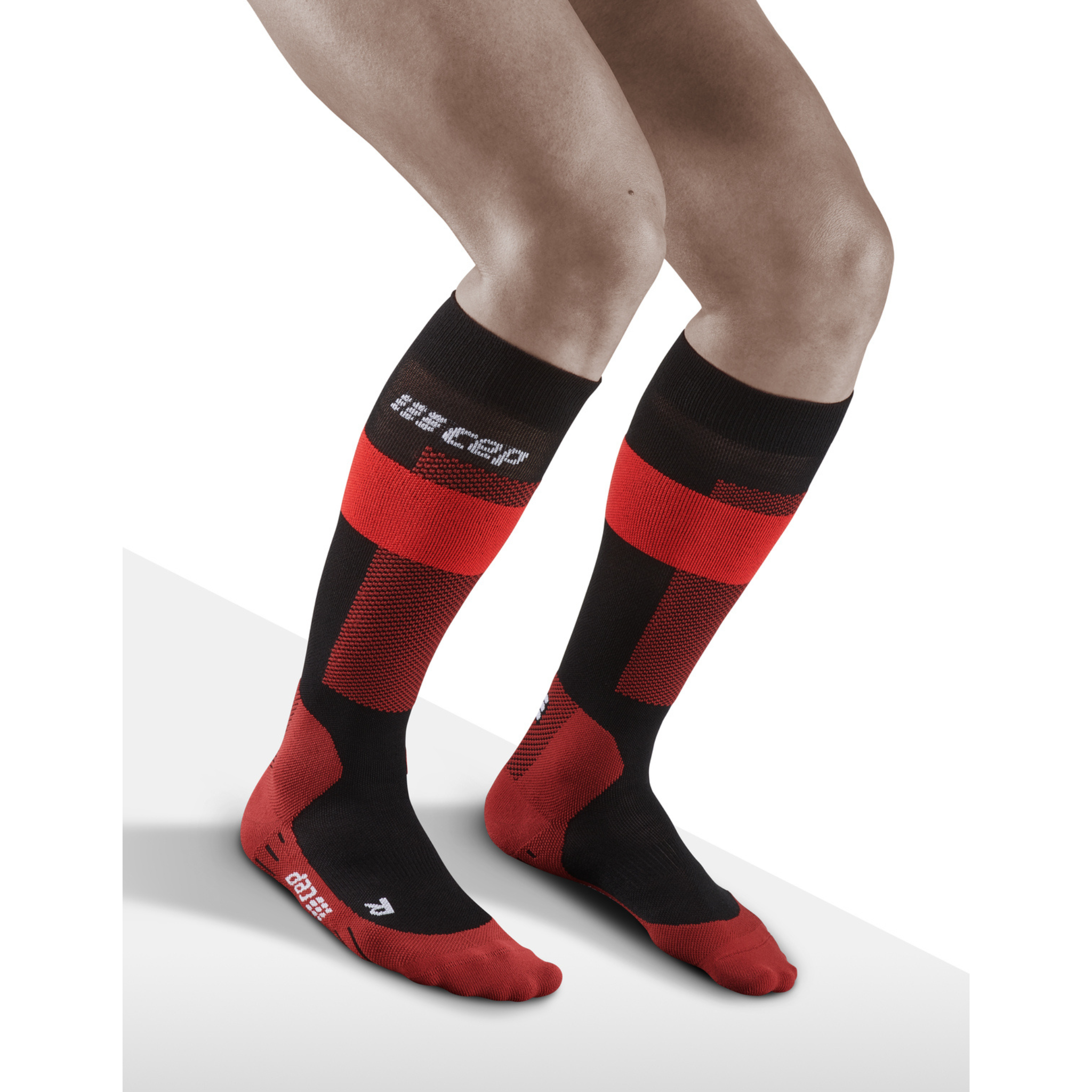 Ski Merino Tall Compression SOCKS for MEN | CEP Compression Sportswear III / Red Merino