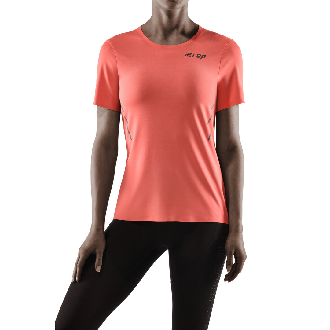 Run Short Sleeve Shirt, Women, Coral